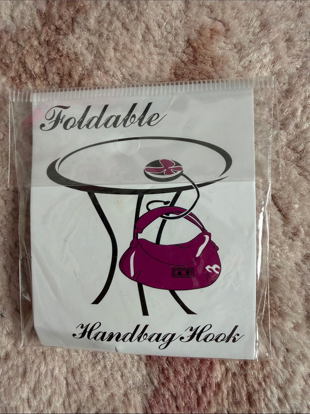 NEW Foldable Handbag Hook with Blue Marble Insert - Picture 3 of 3